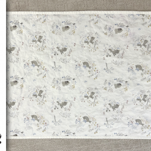 2023-05-02 — Baby blanket white cotton front w blue minky back — 28 x 42 — $94