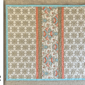 2023-05-02 — Cotton white coral aqua stripe w coral back cotton — 40 x 43 — $137