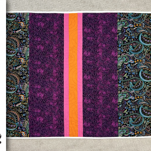 2023-05-02 — Lap quilt stripe purple orange pink w Pink Fleece back — 41 x 54 — $177